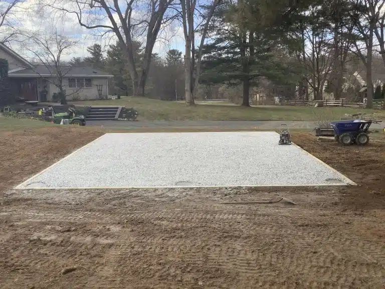 A gravel shed foundation in Bethlehem PA