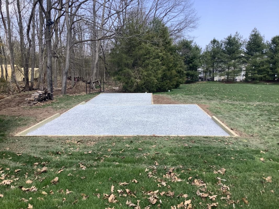 A gravel shed foundation in Perkasie, PA