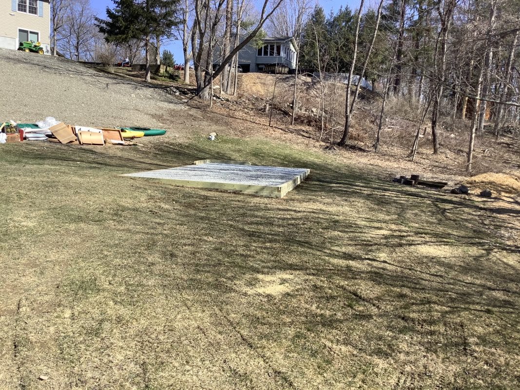 A gravel shed foundation in Pleasant Valley NY