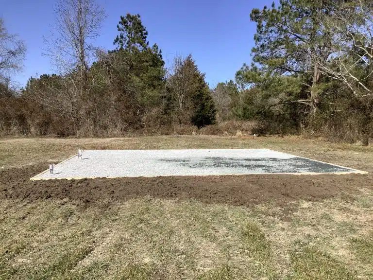 A gravel shed foundation in Salisbury MD