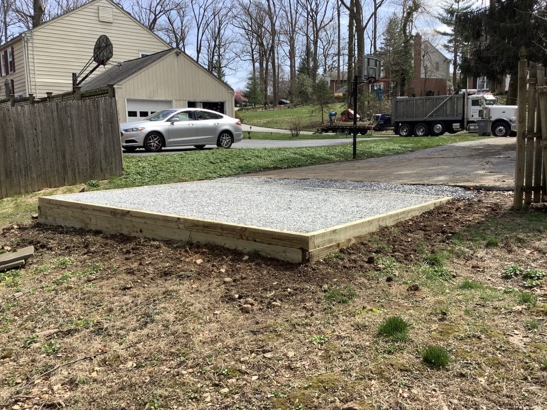 A gravel shed foundation in Wayne PA