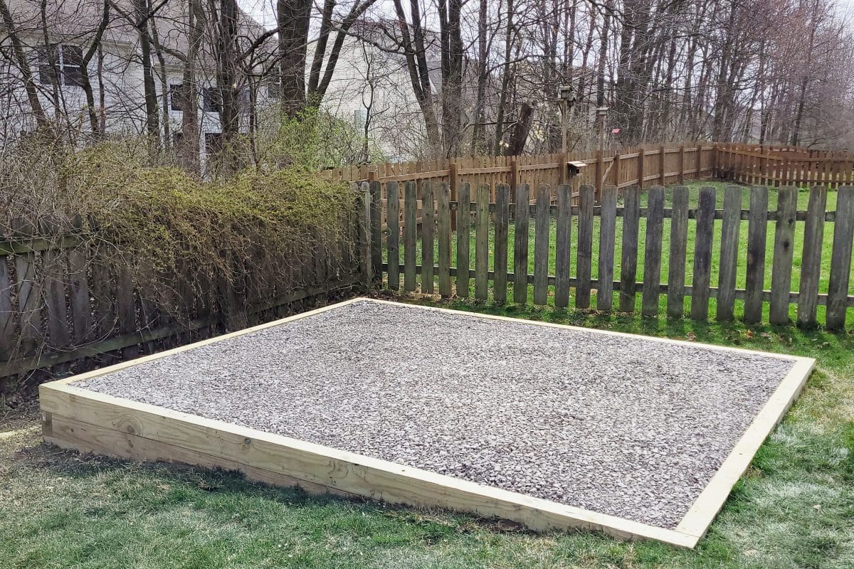 exterior of finished gravel shed foundation job in ronks PA