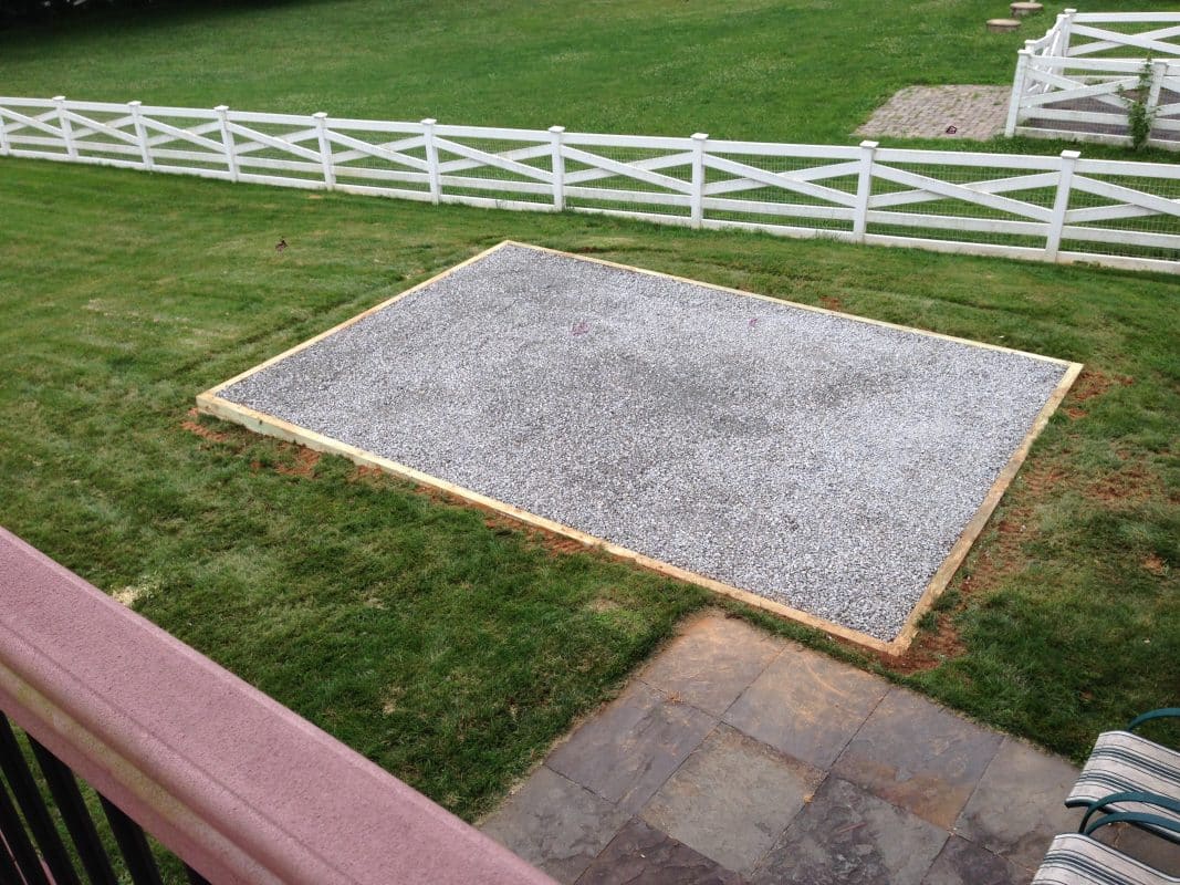 Gravel pad for a shed in Coatesville, PA