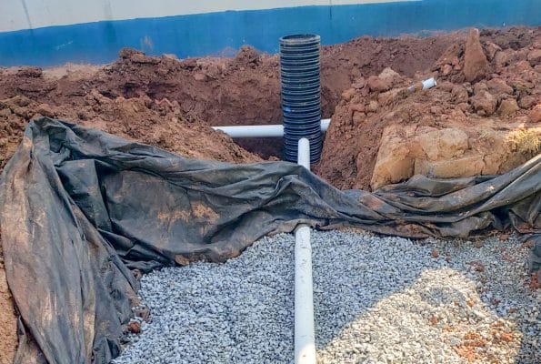 exterior of septic pipes for residential excavation