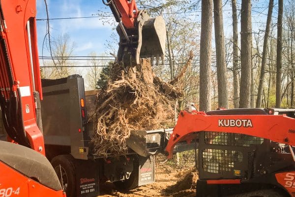 Brush removal excavation by a sitework contractor in PA, MD, and DE