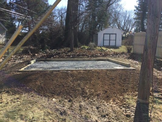 Concrete piers and gravel shed foundation in King of Prussia, PA