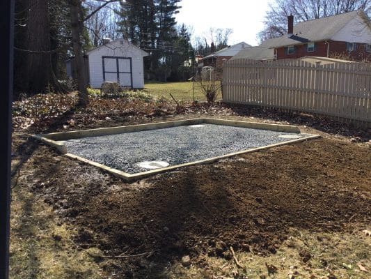 Concrete piers and gravel shed foundation in King of Prussia, PA