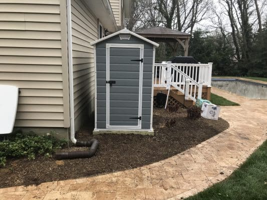 Gravel shed foundation in Severna Park, MD.