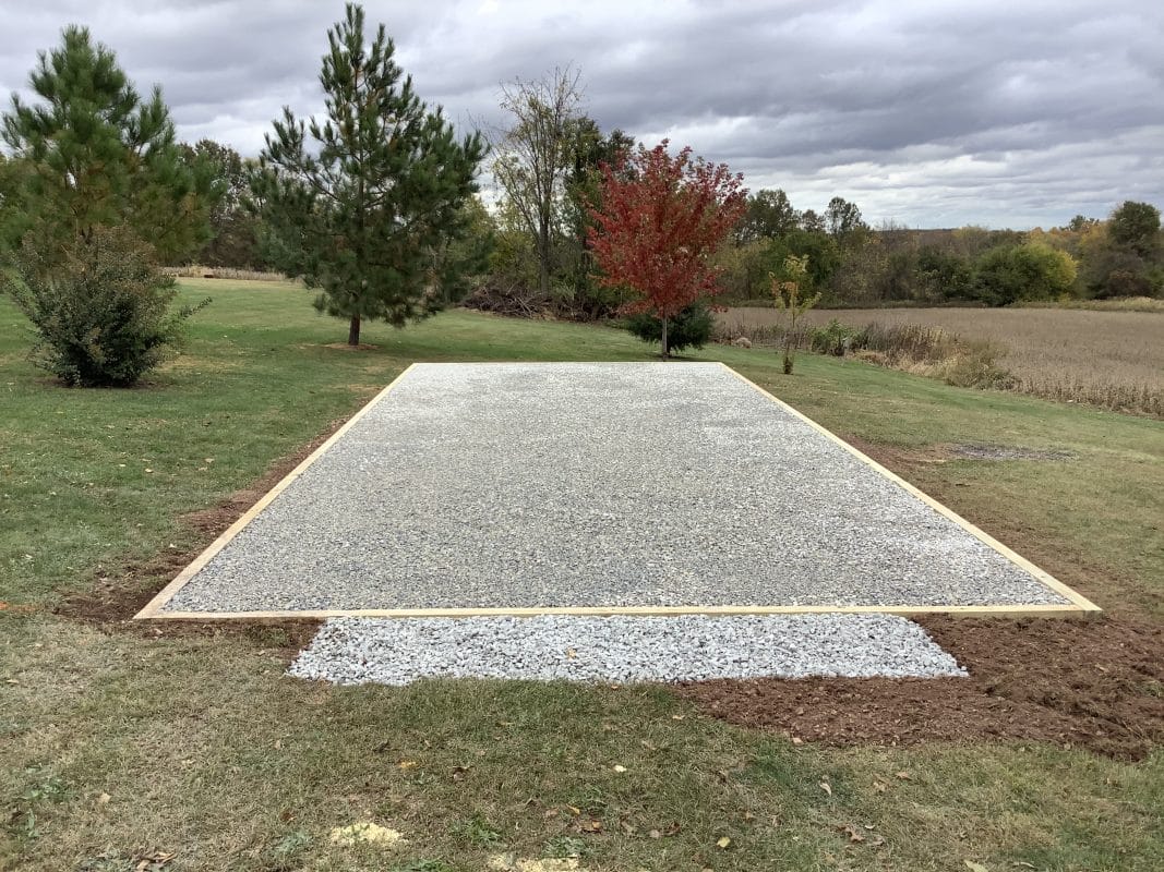 "A gravel shed foundation in Hanover, PA"