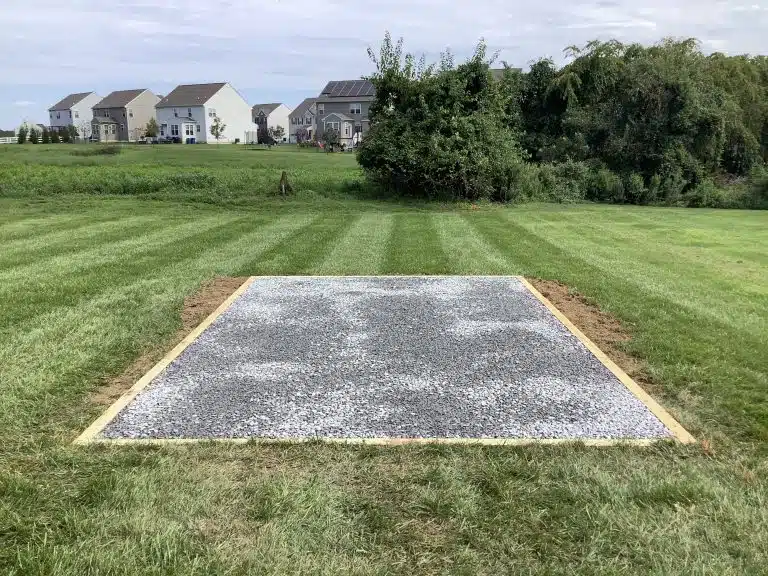 "A gravel shed foundation in Bear, DE"