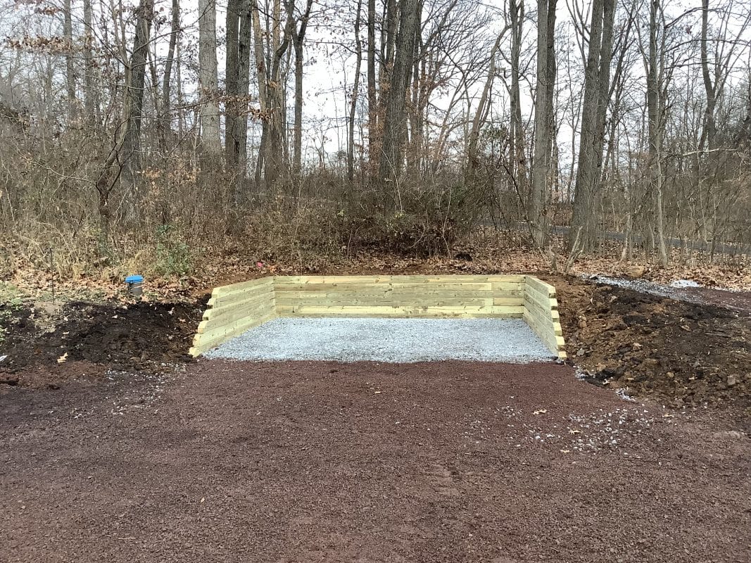 a shed demo & gravel shed foundation in kintnersville PA