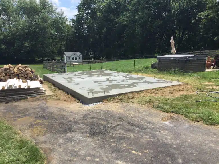 a concrete shed foundation in chester springs PA