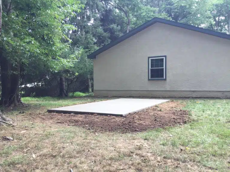 a concrete shed foundation in amber PA