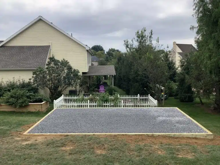 "A gravel shed foundation in Lebanon, PA"