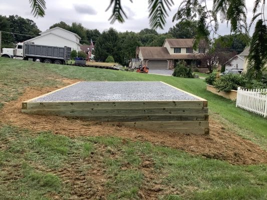 "A gravel shed foundation in Lebanon, PA"