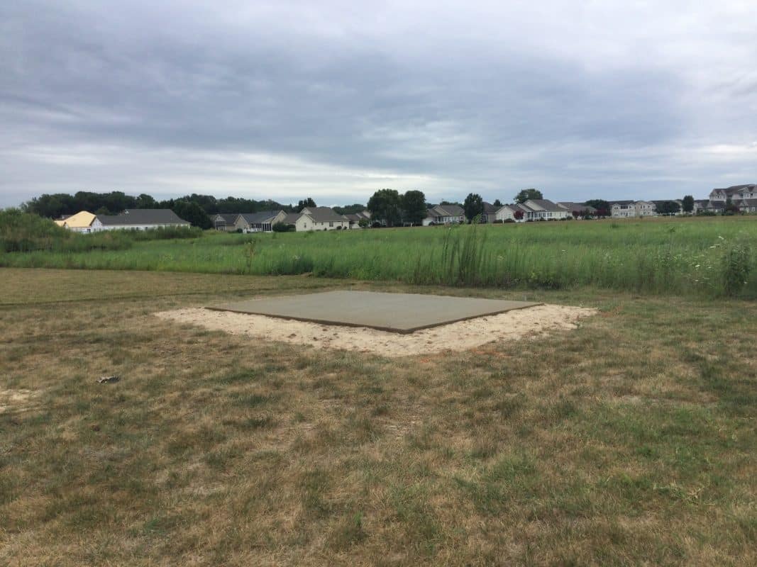 a concrete shed foundation in milford DE
