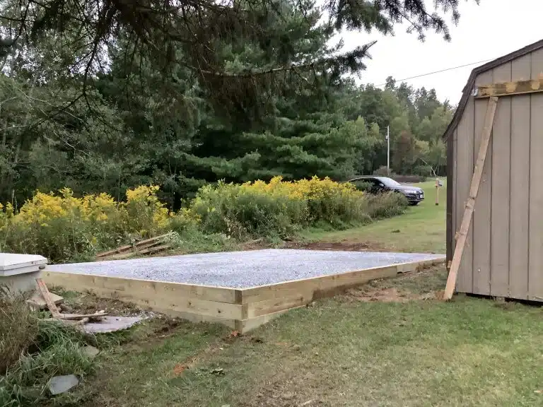 "A gravel shed foundation in Sidney Center, NY"