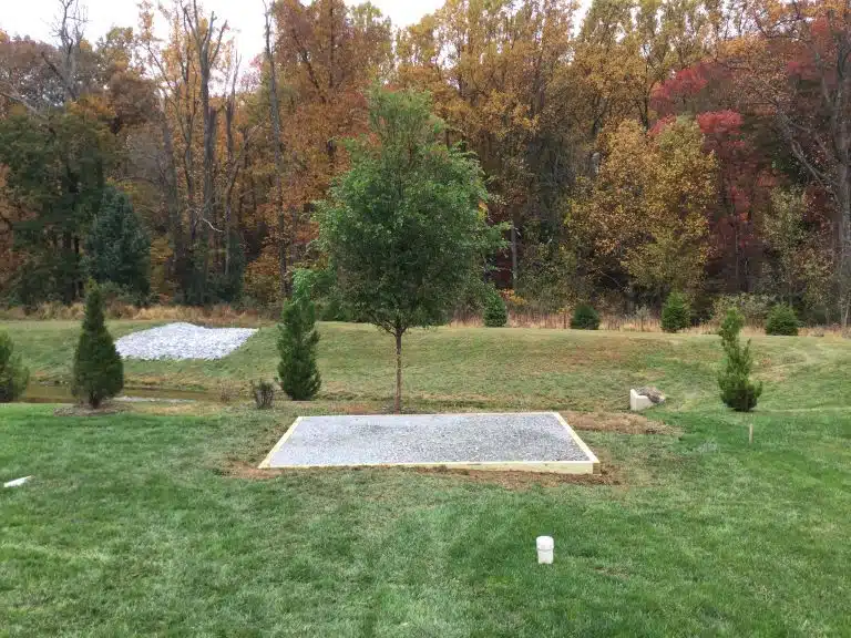 "A gravel shed foundation in Downingtown, PA"