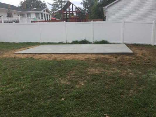 a concrete shed foundation in joppatown MD