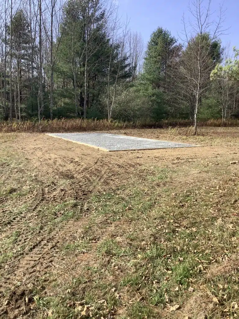 "A gravel shed foundation in Spencer, NY"