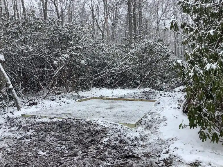 a gravel shed foundation in penn forest township PA