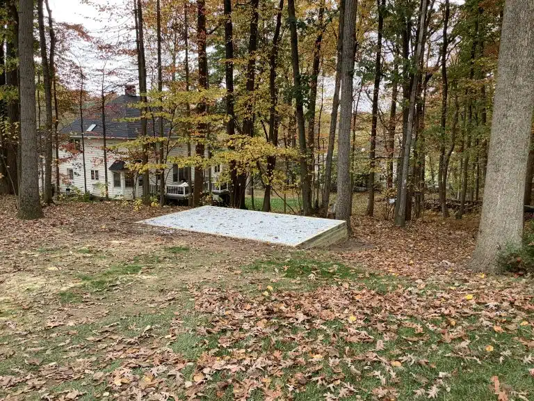 "A gravel shed foundation in Hershey, PA"