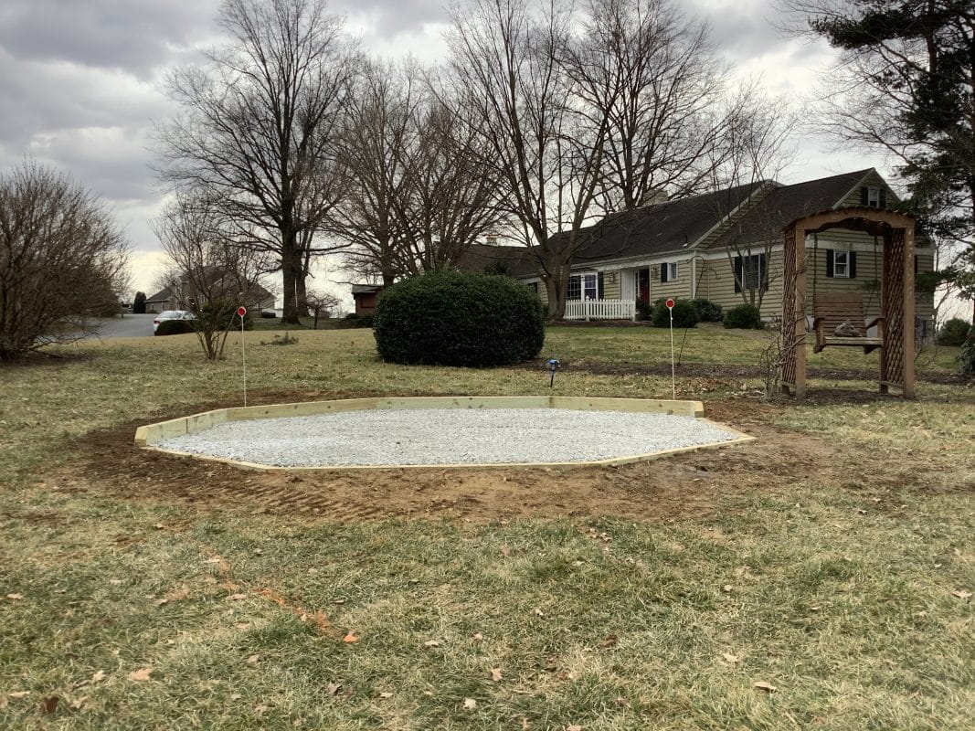 Gravel gazebo foundation in New Holland, PA