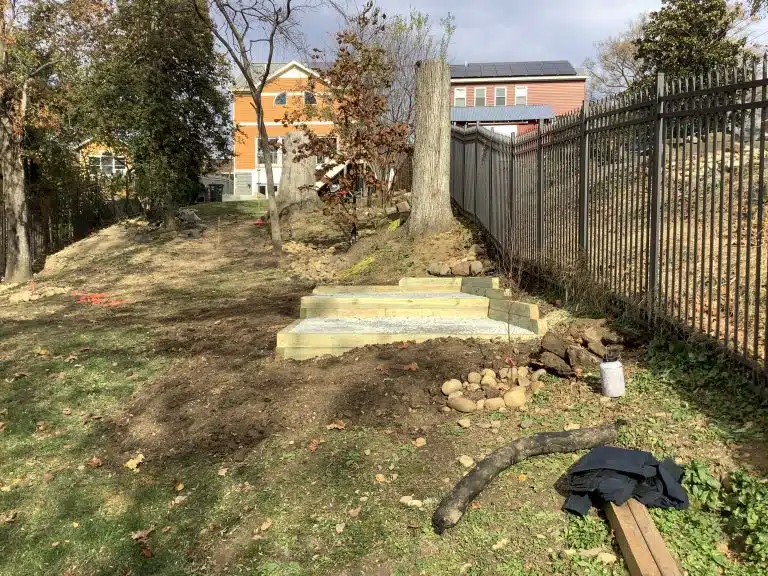 a stepped gravel shed foundation in arlington VA