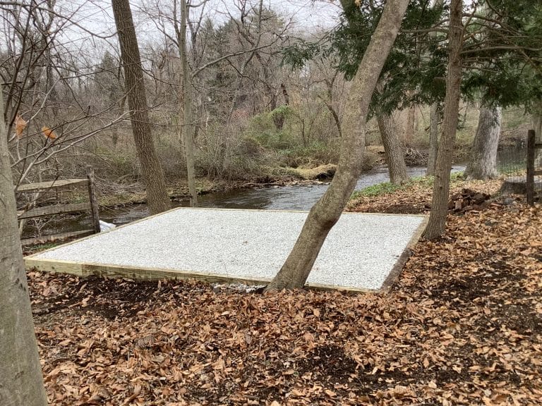 a gravel shed foundation in newtown square PA