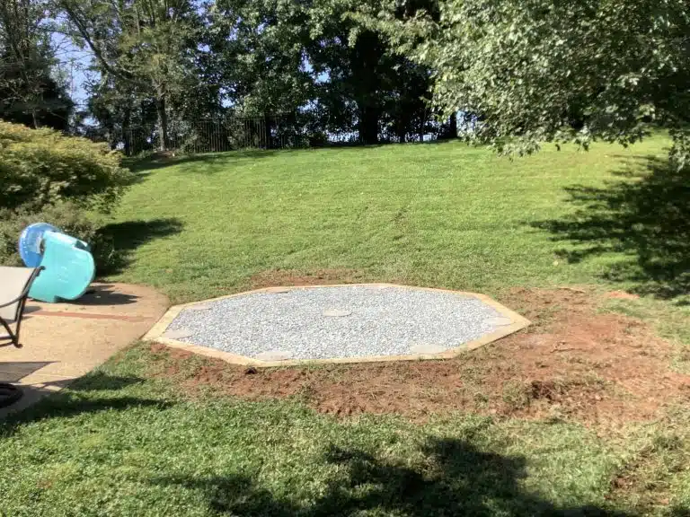 a gravel gazebo foundation with concrete piers in ashton MD