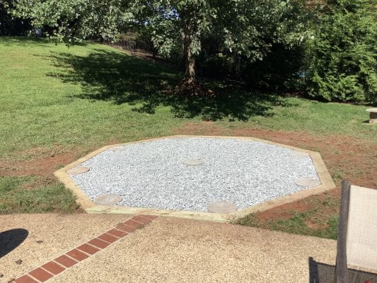 a gravel gazebo foundation with concrete piers in ashton MD