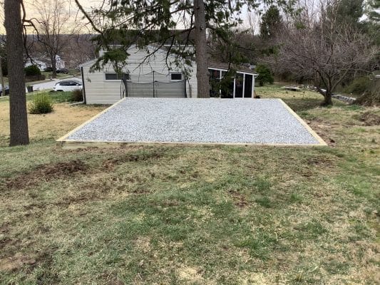 Gravel shed foundation in Plymouth Meeting, PA.
