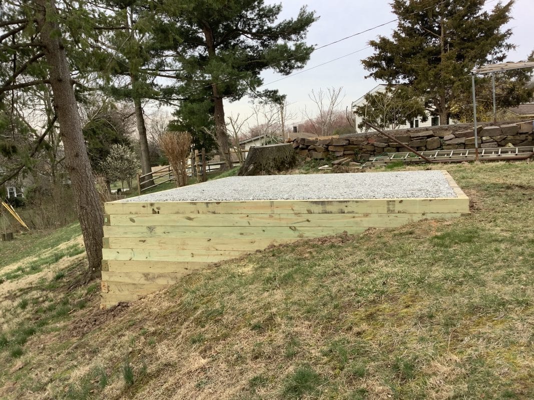 Gravel shed foundation in Plymouth Meeting, PA.