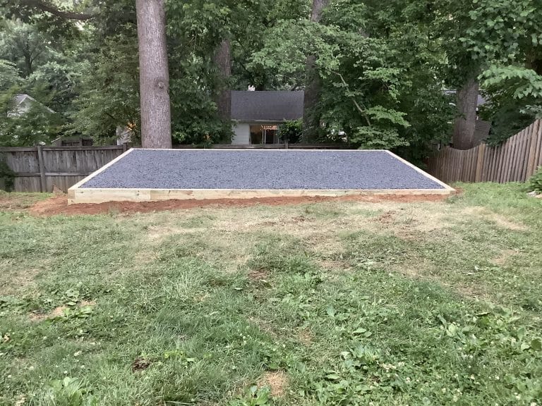 Gravel shed foundation in Kensington, MD