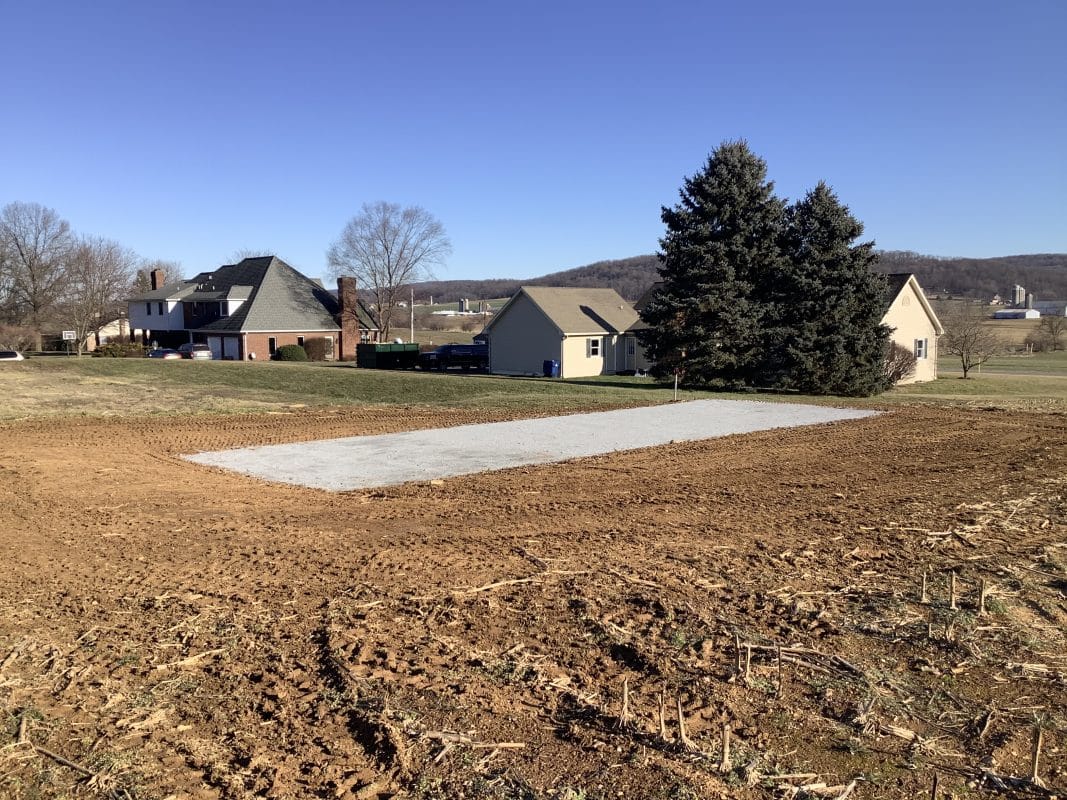 A gravel shed foundation in East Earl PA