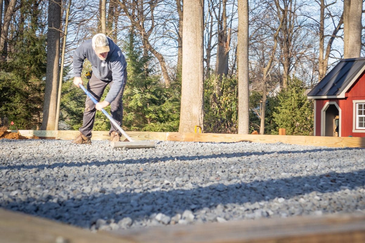 stone shed pad worker