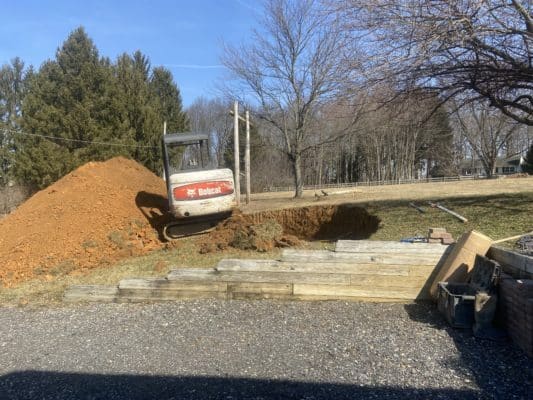 Excavation for a concrete garage floor in Cochranville, PA