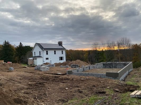 Concrete block walls for a garage foundation in Greeley, PA