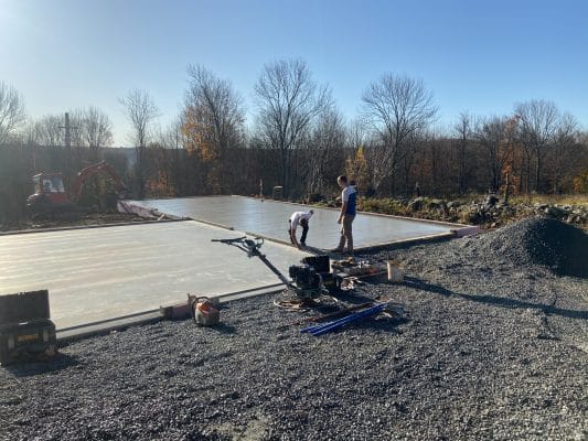 Garage foundation contractors installing a foundation in PA