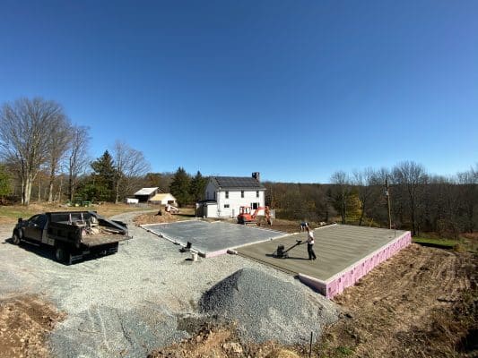 Power troweling a concrete garage foundation in PA