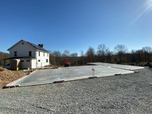 A concrete garage installation in Greeley, PA